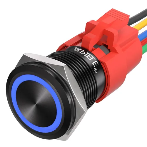 Vista 19 de APIELE Interruptor momentáneo de botón de encendido y apagado de 0.748 in de aleación de aluminio con cabezal de ojo de ángel LED de 12 V