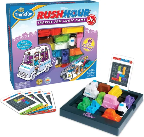 Vista 8 de ThinkFun Rush Hour Junior - Juego clásico de lógica de atasco de tráfico - Nuevo aspecto para 2024 - Juguete STEM para niños - Rompecabezas