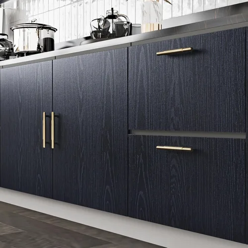 Vista 4 de WESTICK Papel tapiz de madera azul oscuro, para despegar y pegar, impermeable, papel de contacto de grano de madera azul marino para cocina
