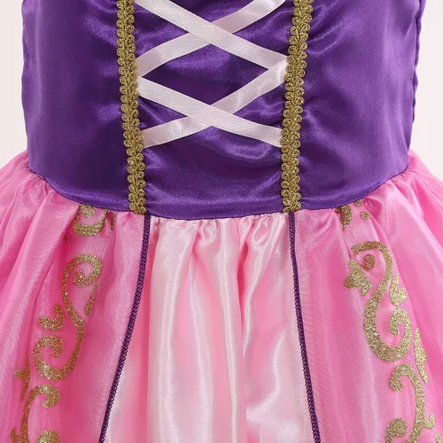 Vista 5 de Purple Princess Dresses for Girls Toddler Costume for Girls Kids Dress Up clothes with Accessories Birthday Cosplay Christmas