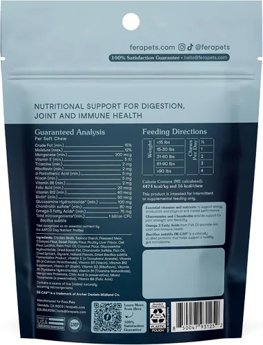 Vista 8 de Fera Pets Gomitas masticables multivitamínicas para perros con glucosamina y probióticos - Vitaminas y minerales esenciales para perros - Promueve