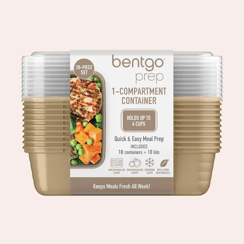 Vista 8 de Bentgo Prep - 20 piezas de contenedores reutilizables para preparación de comidas con 1 compartimento y tapas, materiales libres de PFAS y BPA