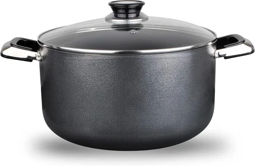 Vista 17 de Alpine Cuisine Olla antiadherente de 2.2 cuartos de galón con tapa de vidrio templado y asas de transporte, utensilios de cocina multiusos, horno