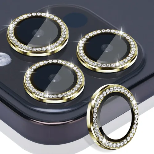Vista 8 de Protector de lente de cámara para iPhone 15 Pro Max, protector de lente de vidrio templado con anillo de aleación de aluminio, compatible con iPhone