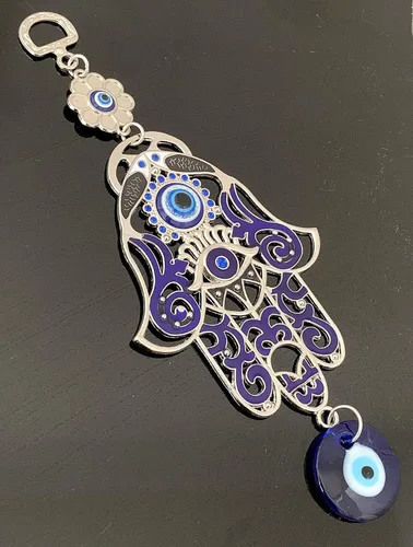 Vista 3 de Betterdecor - Decoración para colgar a mano Hamsa de mal de ojo azul 023