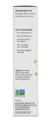 Vista 3 de Aura Cacia Aceite orgánico para el cuidado de la piel de rosa mosqueta, probado por GC/MS para pureza, 1.0 fl oz (1 onza líquida) en caja