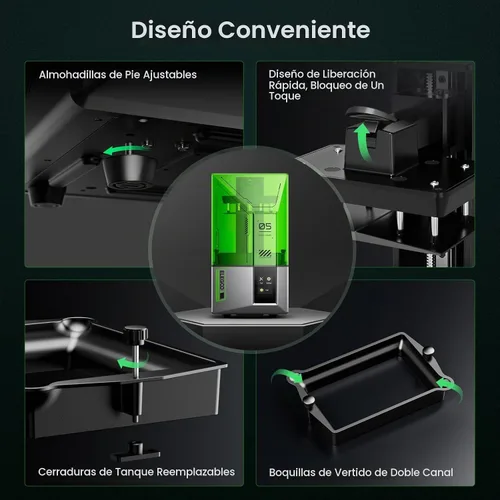 Vista 6 de ELEGOO Mars 5 - Impresora 3D de resina MSLA, sensor mecánico inteligente, nivelación automática inteligente, fuente de luz COB, pantalla LCD mono 4K