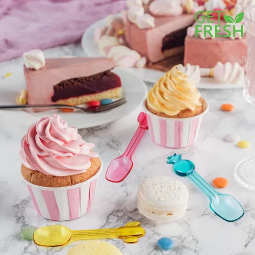 Vista 6 de GET FRESH Mini cucharas de helado de plástico – 27 piezas reutilizables coloridas pequeñas cucharas de plástico para niños – Mini cucharas