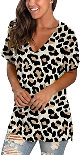 Vista 5 de Valentines Day Shirts for Men Womens Summer Tops Floral Short Sleeve V Neck T Shirts Tee Printed Side Split