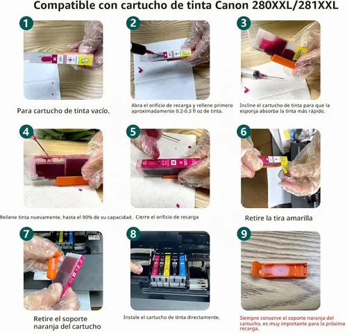 Vista 6 de Cartucho de tinta recargable completo para Canon PGI-150 CLI-151, funciona con impresoras Pixma IP7210 MG5410 MX721 MX921 MG5510 IX6810
