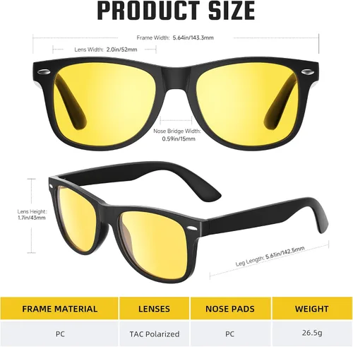Vista 14 de FEIDUSUN Lentes de sol polarizados para hombre y mujer, lentes de sol retro negros para conducir, pescar, protección UV