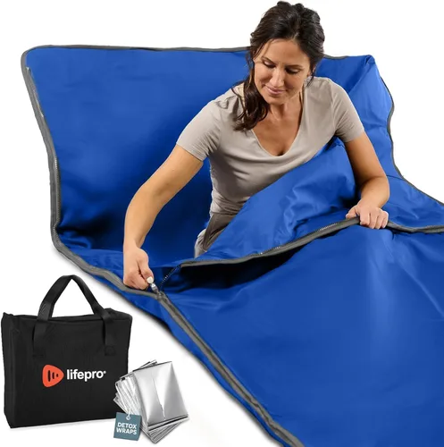 Vista 14 de Manta de sauna infrarroja LifePro para desintoxicación y relajación – Sauna portátil de infrarrojos lejanos para el hogar para desintoxicación