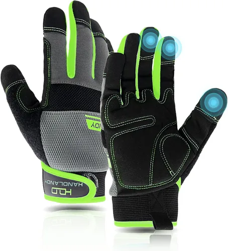 Vista 10 de AIGEVTURE Guantes de trabajo de seguridad para hombres y mujeres, guantes de mecánico ligeros para pantalla táctil, guantes de trabajo de jardinería