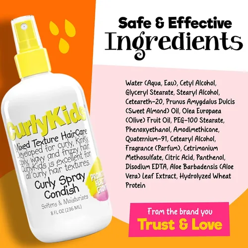 Vista 7 de CurlyKids Curly Spray Condish Acondicionador sin enjuague para cabello rizado para niños, hidrata y suaviza el cabello rizado, enrollado, ondulado