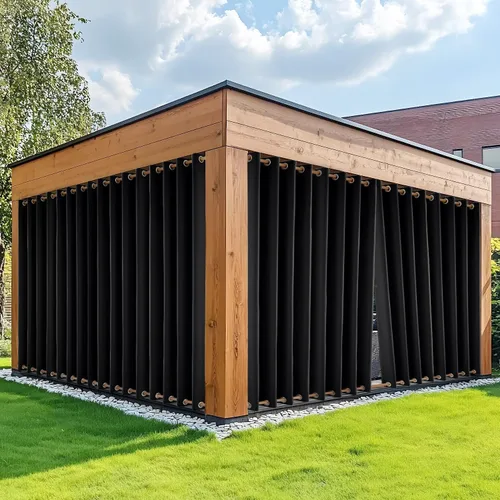 Vista 24 de HDCAXKJ Cortinas impermeables para exteriores para patio con cremallera superior e inferior, cortinas térmicas de privacidad con ojales, 2 paneles