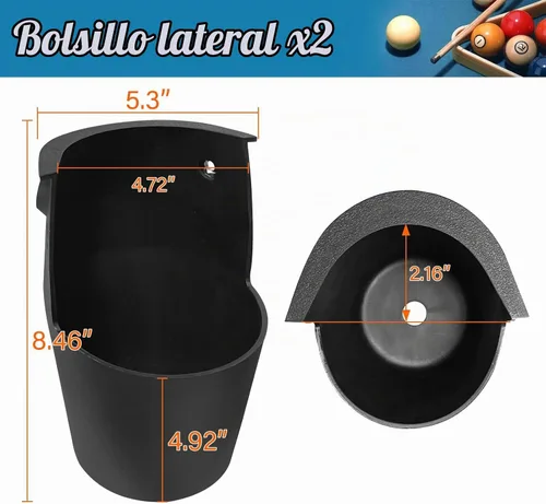 Vista 5 de Bolsillos de repuesto para mesa de billar, juego de 6 bolsillos para mesa de billar