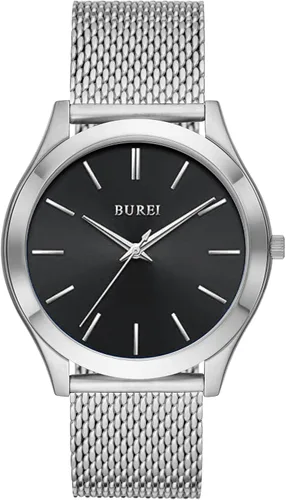 Vista 8 de BUREI Relojes para hombre de moda analógicos de acero inoxidable con movimiento de cuarzo impermeables, regalo para hombres.