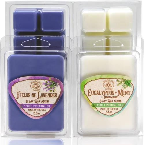 Vista 5 de Cera perfumada para calentadores de cera, ambientador aromático, paquete de 4, juego surtido de 6 cubos de fusión, hecho a mano en Estados Unidos