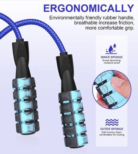 Vista 7 de Cuerda de saltar para mujeres y hombres, jumprope de fitness para mujeres, entrenamiento, cuerda de saltar ajustable para adultos