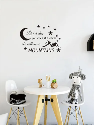 Vista 4 de Calcomanía de pared "Let Him Sleep, Move Mountains" de 24 x 16 pulgadas, cita inspiradora para la habitación de los niños, decoración de guardería