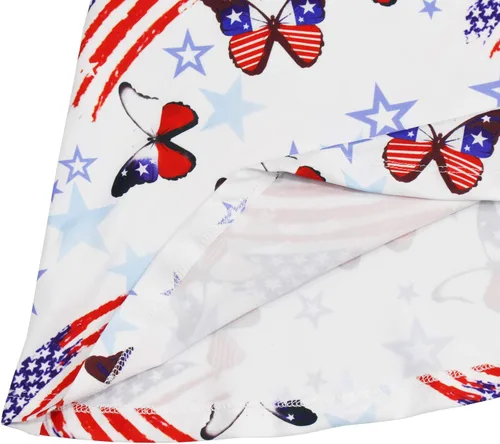 Vista 5 de Vestido de verano para niñas con tirantes delgados, vestido patriótico 4 de julio con la bandera americana