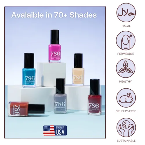 Vista 3 de Esmalte de uñas transpirable, vegano, sin crueldad, saludable, Halal, de secado rápido de 786 Cosmetics (Abu Dhabi)