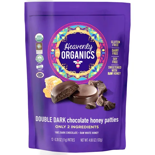 Vista 8 de Heavenly Organics Empanadas de miel de chocolate y almendras, hechas con cacao 100% orgánico y miel blanca cruda 100% orgánica; sin OMG, comercio