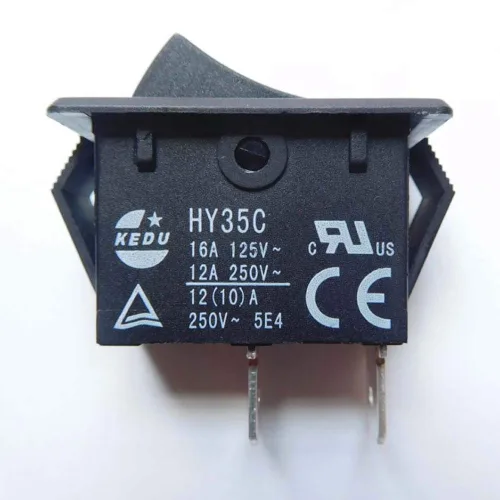 Vista 2 de 2 unids KEDU HY35C 2Pins Interruptor de botón AC 125/250V 16/12/10A ON Off Interruptor basculante de arco Interruptores de tecla pulsadora