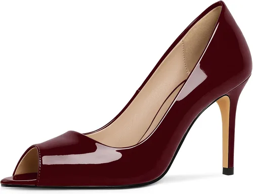 Vista 35 de Eldof Zapatos de tacón alto con punta abierta para mujer, con puntera abierta, para boda, sexy, para novia, clásicos, de 3.5 pulgadas Beige