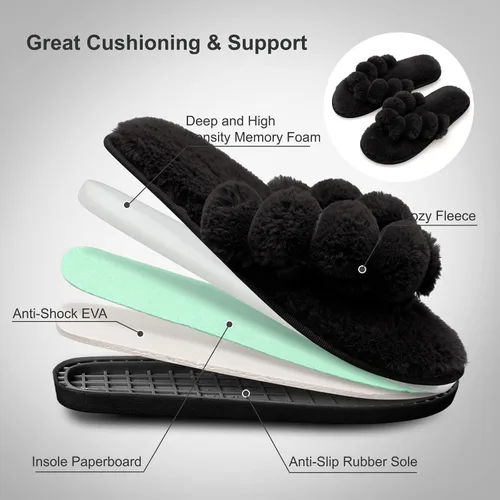 Vista 4 de JOINFREE - Pantuflas de dormitorio para mujer, cómodas, aptas para las cuatro estaciones, elegantes, zapatos para interiores y spa
