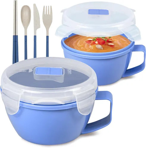 Vista 13 de MATICAN Tazón de sopa para microondas con tapa, taza de sopa con tapa, recipientes de microondas para fideos ramen, sopa, bebidas, 31.11 onzas