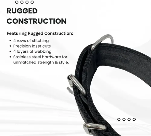 Vista 6 de SparkDog - Collar de perro resistente de 1.5 pulgadas, correa ajustable de grado de cinturón de seguridad con herrajes de acero inoxidable