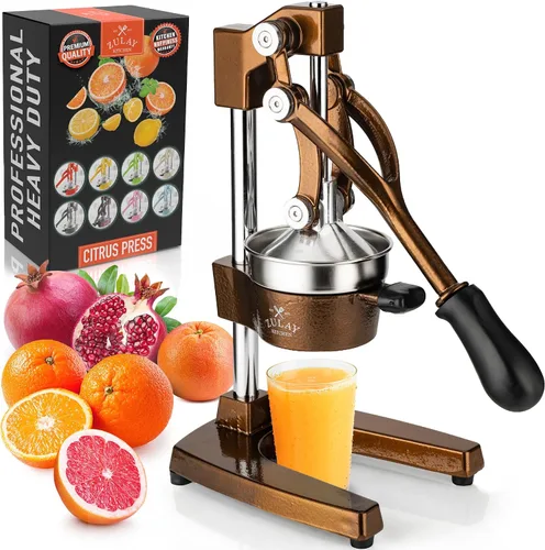 Vista 56 de Zulay Kitchen - Exprimidor de hierro fundido, exprimidor manual naranja, prensa de cítricos, color negro 01 - negro