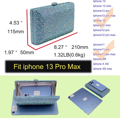 Vista 2 de Bestenda Caja de cristal de lujo Minaudiere Bolso de mano para mujer boda desfile de moda deslumbrante diamante para fiesta nocturna bolso
