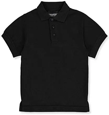 Vista 2 de Univ- Camiseta polo piqué de manga corta unisex para niños y niñas grandes con liberación de manchas, color negro SKU, Negro