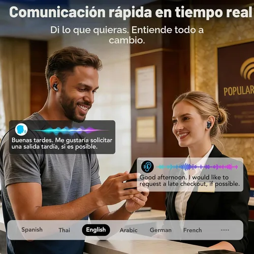 Vista 3 de MINISO MS105 Auriculares de Traducción AI en Tiempo Real, Auriculares Traductor Soportan 134 Idiomas con APP, Auriculares Traductor Bluetooth 6.0