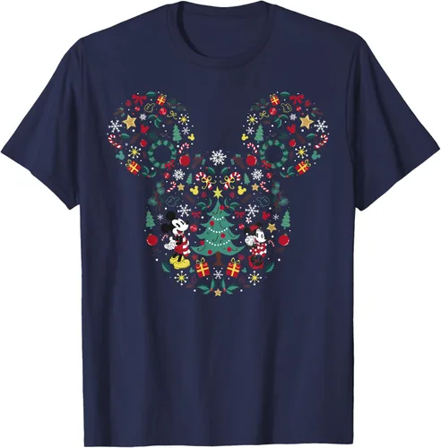 Vista 25 de Disney Mickey y Minnie Mashup Navideño Camiseta de Manga Corta Negro