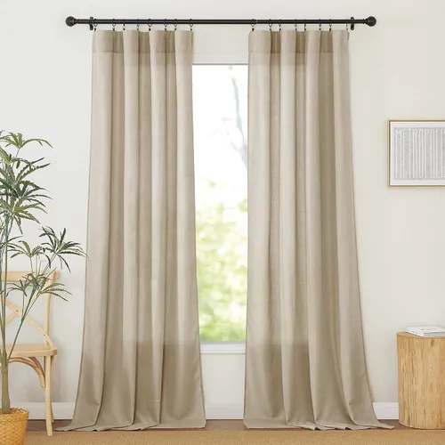 Vista 113 de RYB HOME - Cortinas de lino texturizado semitranslúcidas, privacidad media, filtro de luz, decoración de ventana para dormitorio/baño/sala de estar
