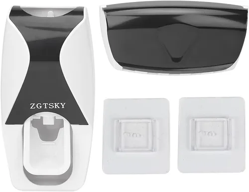 Vista 4 de Dispensador de pasta de dientes, exprimidor de pastas de dientes, prevención de polvo para el hogar (negro)