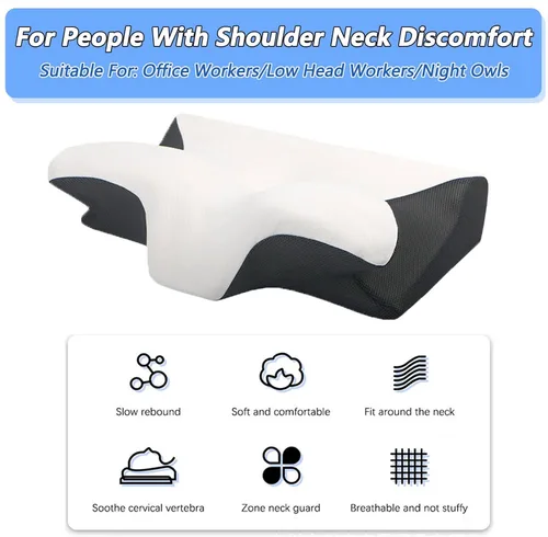 Vista 2 de APLUSH Almohada cervical para el cuello para aliviar el dolor, almohadas ergonómicas de espuma viscoelástica para dormir, almohada ortopédica