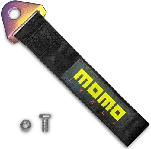 Vista 7 de Q1-TECH, Correa de remolque JDM – Cinturón de remolque de carreras deportivas, gancho de cuerda de tracción personalizado para parachoques delantero