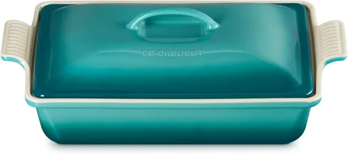 Vista 11 de Le Creuset - Cacerola rectangular cubierta de gres Heritage, 4 cuartos de galón (12" x 9"), alcachofa Artichaut