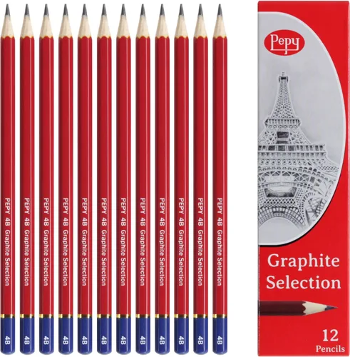 Vista 7 de Pepy Lápices de dibujo profesionales de grafito, juego de 12 lápices de plomo negros preafilados B; perfectos para dibujar, dibujar y sombrear