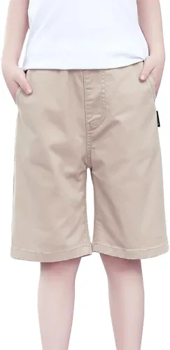 Vista 2 de ABALACOCO 2 pares de pantalones cortos de algodón de verano para niños, clásicos, elásticos, informales, deportivos, de 5 a 11 años