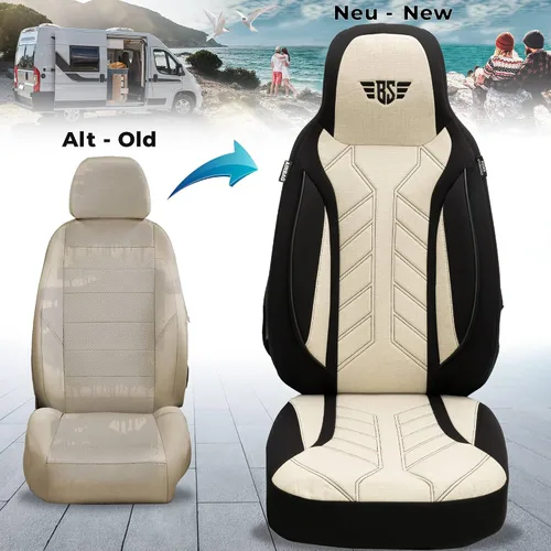 Vista 3 de BREMER SITZBEZÜGE Fundas de asiento para autocaravana Ford Nugget Transit Custom PLKT207 PLKT207 - Negro/Beige