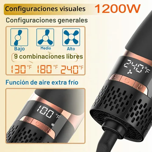 Vista 4 de Nicebay Cepillo secador de pelo, cepillo secador de pelo para mujer, estilo rápido, cepillo de soplado de un solo paso con pantalla