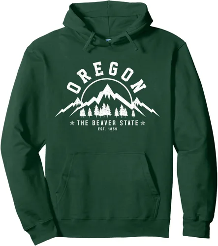 Vista 6 de Oregon The Beaver State Est. 1859 - Sudadera con capucha para regalo, Negro, S