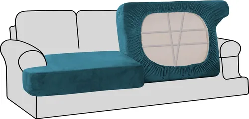 Vista 35 de H.VERSAILTEX Fundas de terciopelo elástico para silla con cojín en forma de T para sala de estar, funda de sofá, funda de asiento con cojín