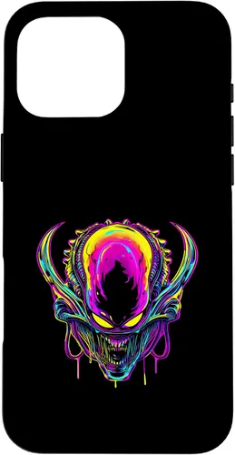 Vista 19 de iPhone 16 Retro Funny streetwear Synthwave 80s 90s spacezilla alien Case