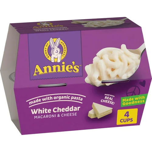 Vista 10 de Annie's Macarrones con queso cheddar blanco para microondas con pasta orgánica, 8 unidades, tazas de 2.01 onzas